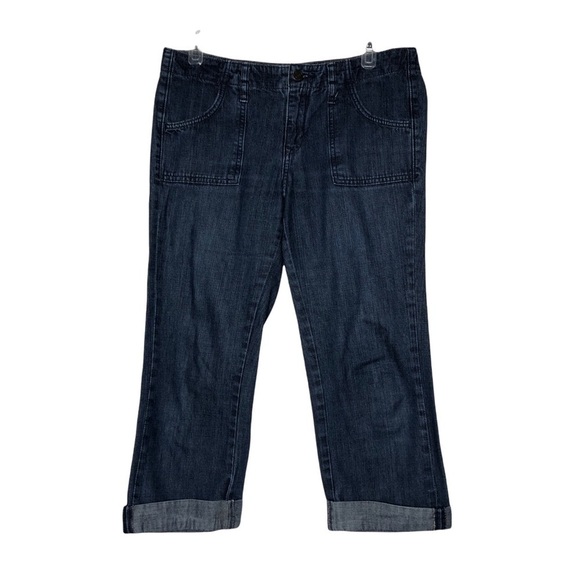 𝅺old NAVY The Flirt Medium Dark Wash Gorpcore Cropped Jeans - Size 4 Regular - Picture 1 of 4